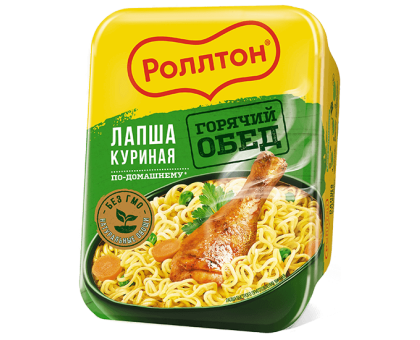 Лапша быстрого приготовления «Роллтон» с курицей по-домашнему в чашке, 90 г × 24 шт.