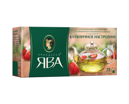 Чай зеленый Принцесса Ява Клубничное настроение, 25*1,5г. Чай зеленый Принцесса Ява Клубничное настроение, 25*1,5г.